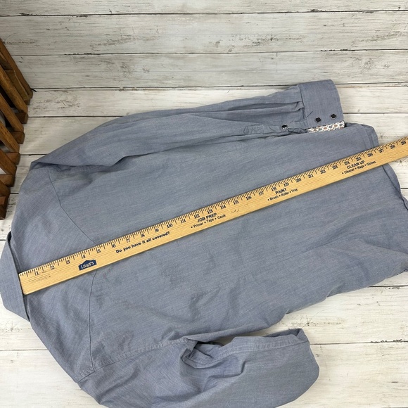 Retta WW Snap Button Shirt Womens Medium Blue‎ Floral Embroidered Western Rodeo - Picture 11 of 12